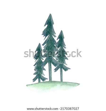 Watercolor Christmas trees. High quality photo