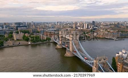 Aerial view over Tower Bridge and River Thames in London - travel photography