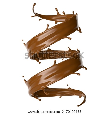 Chocolate Spiral and twist in storm shape 3d render illustration clipart