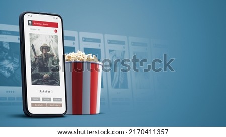 Movies schedule and online ticket booking on smartphone app Royalty-Free Stock Photo #2170411357