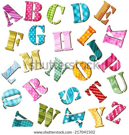 textured alphabet, colorful letters set 