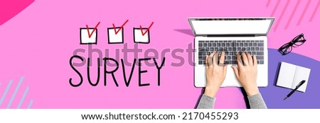 Survey with person using a laptop computer