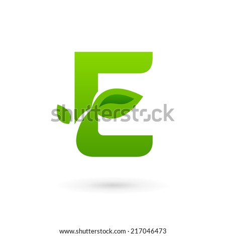 Letter E eco leaves logo icon design template elements. Vector color sign.