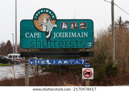Cape Jourimain, New Brunswick, Canada - May 2021 - Welcome board at Cape Jourimain Nature Centre at the start of Confederation Bridge, the 13 KM and longest bridge in Canada