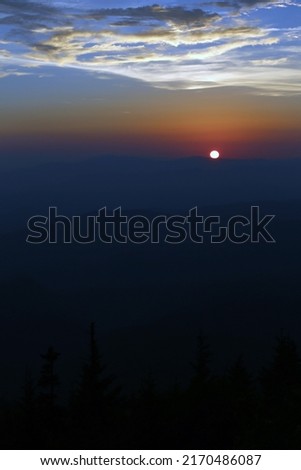 mountain forest and beautiful sunset