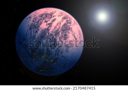 Distant exoplanet, in dark space. Elements of this image furnished by NASA. High quality photo
