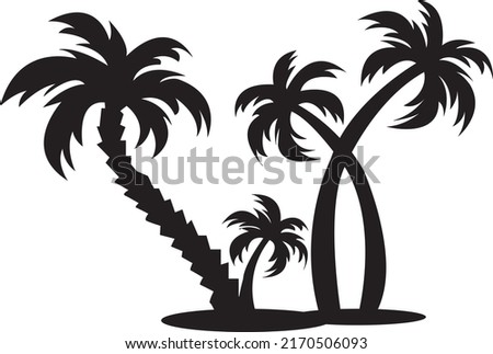 Black palm trees set isolated on white background. Palm silhouettes. Design of palm trees.eps
