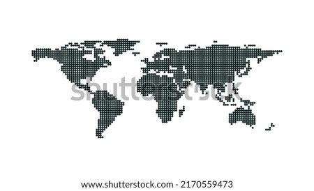 Dotted world map vector illustration on white background