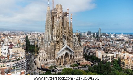 Sagrada Familia - Gaudi - Aerial shot Royalty-Free Stock Photo #2170584251