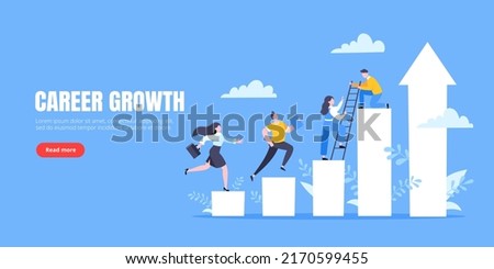 Business mentor helps to improve career and holding stairs steps vector illustration. Mentorship, upskills, climb help and self development strategy flat style design business concept. Royalty-Free Stock Photo #2170599455