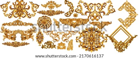 golden baroque and  ornament elements Royalty-Free Stock Photo #2170616137
