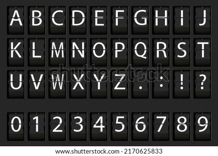 Flip board font set, mechanical display design Royalty-Free Stock Photo #2170625833
