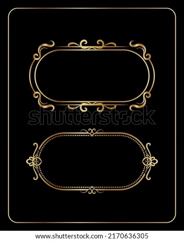 vintage frame, oval shape with gold color, vector design