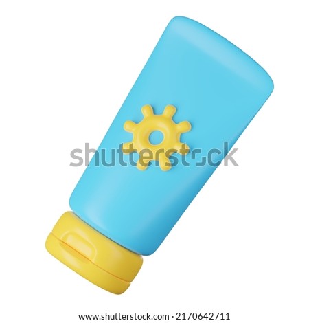3D render of sunscreen cream tube on white. Clipping path.