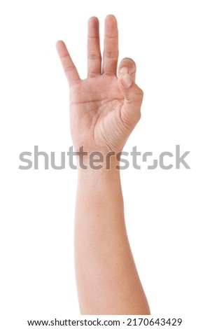 Male asian hand gestures isolated over the white background. OK Action.