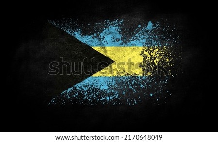 brush painted flag of Bahamas isolated on black background