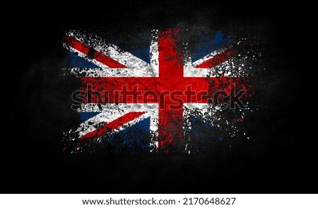 brush painted flag of United Kingdom isolated on black background