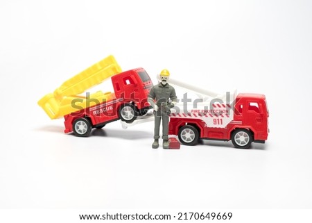 fire truck and toy officer