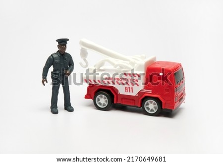 fire truck and toy officer