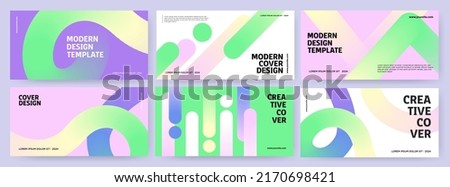Creative covers or horizontal posters  in modern minimal style for corporate identity, branding, social media advertising, promo. Modern layout design template with dynamic fluid gradient lines Royalty-Free Stock Photo #2170698421