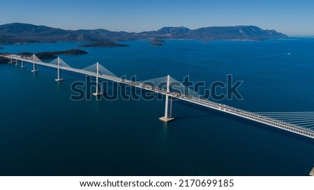 Load testing of the Peljesac bridge, Croatia Royalty-Free Stock Photo #2170699185