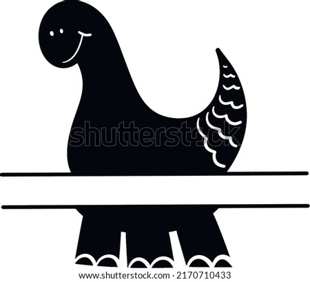 Dinosaur black silhouette, graphic template.