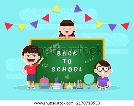 Vector illustration of the students are very enthusiastic about returning to school after a long holiday