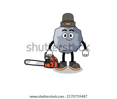 stone illustration cartoon as a lumberjack , character design