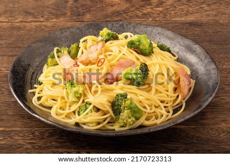 Broccoli and bacon peperoncino image Royalty-Free Stock Photo #2170723313
