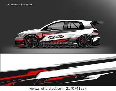 Car decal design vector. Graphic abstract stripe racing background kit designs for wrap vehicle, race car, rally, adventure and livery Royalty-Free Stock Photo #2170741527
