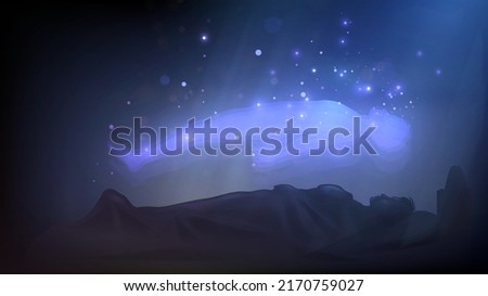 Soul leaving the body in the dark, concept of astral or afterlife Royalty-Free Stock Photo #2170759027