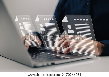 Job hiring and online recruitment concepts agency interview select a resume process. Royalty-Free Stock Photo #2170766031