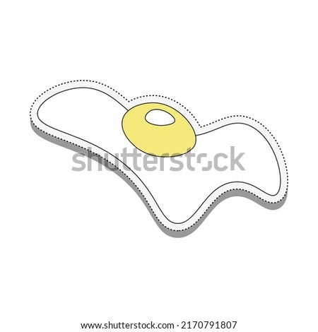 Egg cartoon style . Icon sticker isolated on a white background. Vector illustration Fried egg. Food illustration. Design for Breakfast Menu, Cafe and Restaurant.