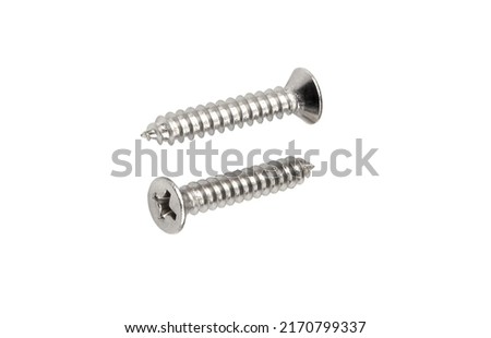 stainless steel countersunk flat head wood screw Royalty-Free Stock Photo #2170799337