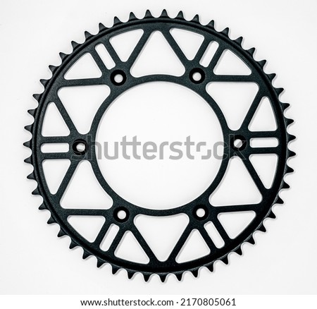 aluminum rear sprocket for motorcycle on white background. High quality photo