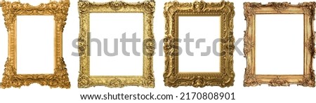Set of decorative vintage frames and borders, golden photo frame, floral for image, decoration vector design style. border design