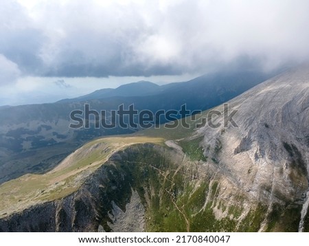 Amazing Aerial view of Pirin Mountain near Vihren Peak, Bulgaria