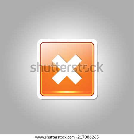 Cross Square Orange Vector Web Button Icon