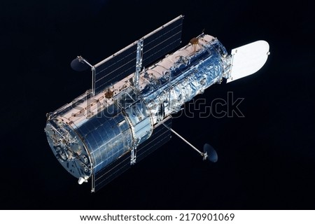 Space telescope on a dark background. Elements of this image furnished by NASA. High quality photo