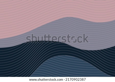 Fluid japanese ocean wave vintage slide cover. Background for traditional asian presentation with sea element. Line pattern with splash drawing.