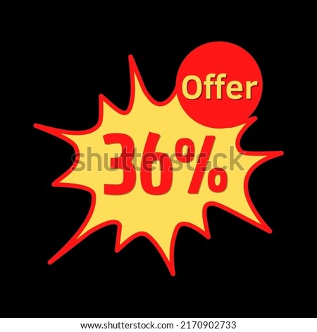 36% off (offer) with red and yellow online discount explosion speech bubble, bubble	