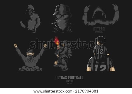 Football hooligan. Soccer supporter of ultras with hand draw , Hooligan vector illustration, Holigans mascot logo esport design Royalty-Free Stock Photo #2170904381