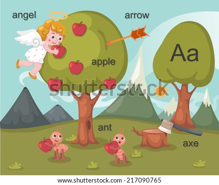 Alphabet.alphabet-angel,apple,arrow,ant,axe. EPS vector version id 177173789.format also available in my portfolio