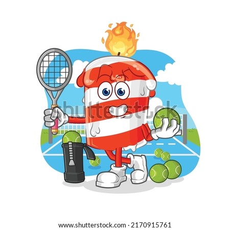 the birthday candle plays tennis illustration. character vector
