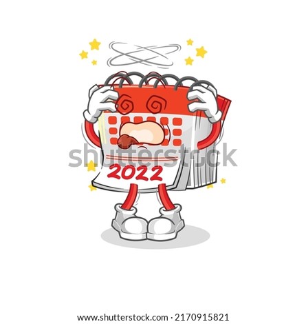 the calendar dizzy head mascot. cartoon vector