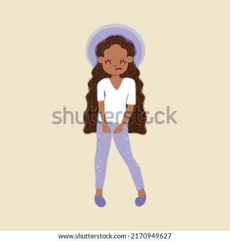 Cute Girl Clipart Isolated on White Background. Funny Clip Art Fashion Girl. Vector Illustration of a Character for Stickers, Baby Shower Invitation, Prints for Clothes. 