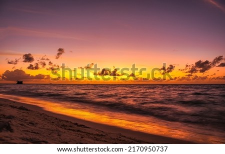 Dawn over the sea horizon. Sea horizon at dawn. Beautiful sunrise over sea horizon. Sea horizon at dawn landscape Royalty-Free Stock Photo #2170950737
