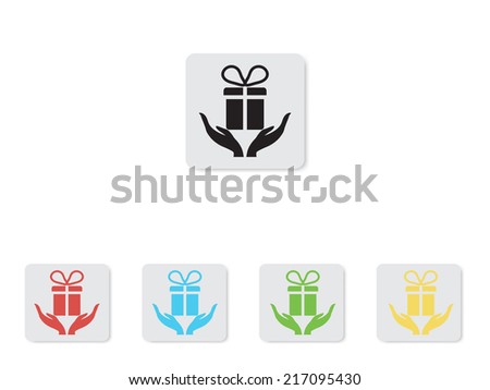 Hands with gifts icons