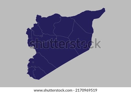 Syria map vector, blue color, Isolated on gray background