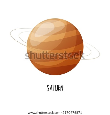 Solar system planets for kids. Cartoon Saturn for education cards, fabric etc. Vector illustration